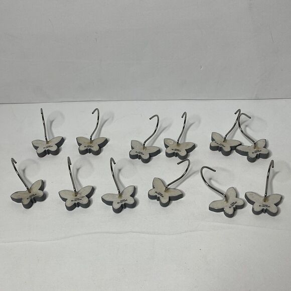 Set Of 12 Lisa Audit Butterfly Shower Curtain Hooks - Picture 5 of 7